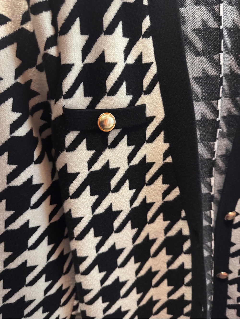 Express Black & White Houndstooth Open-Front Blazer Jacket - Picture 6 of 6